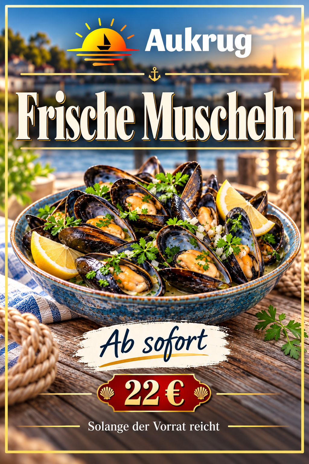 Frische Muscheln im Aukrug, ab sofort für 22 Euro – solange der Vorrat reicht